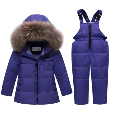 30 Degree Russia Winter Children Boys Clothes Set 90 Duck Down Jacket Coat Kids Overalls