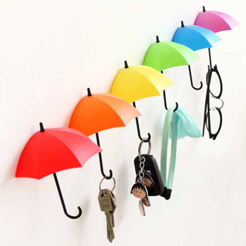 3Pcs set Umbrella Shaped Creative Key Hanger Rack Decorative Holder Wall Hook Kitchen Organizer Bathroom Accessory