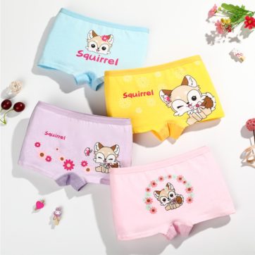 4 Pieces Lot 2 12Y Children Underwear High Quality Cotton Girls Panties Cute Cat Pattern Kids