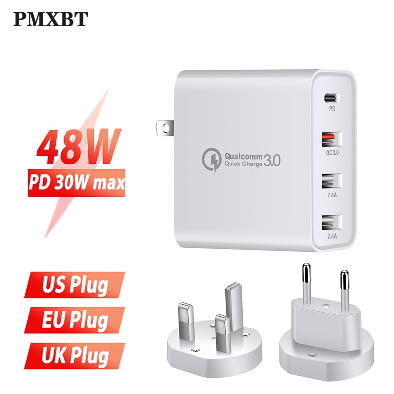 48W Multi USB PD Charger For Samsung iPhone 11 Huawei laptop QC 3 0 Fast Wall