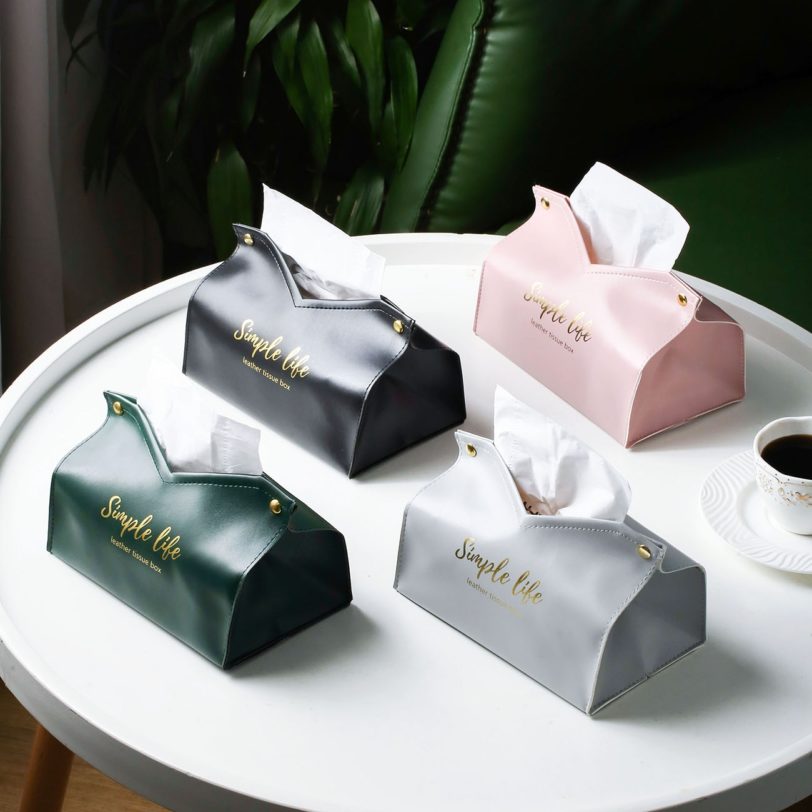 4PCS PU Leather Foldable Paper Holder Nodic Tissue Case Table Decor Napkin Dispenser Hand Towel Bag Kitchen Toilet Paper Box