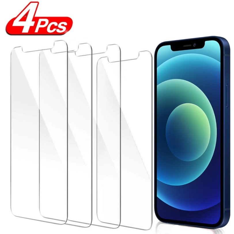 4Pcs Protective glass on For iPhone 12 11 Pro XS Max XR 7 8 6s Plus screen protector Tempered glass For iphone 11 12 Mini glass