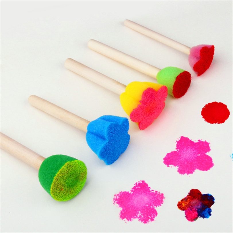 5pcs/4pcs/3pcs Kids Sponge Stamp Kits Toddler Flower Drawing Toys for Children Paint Educational Art and Craft Boys Girls Game