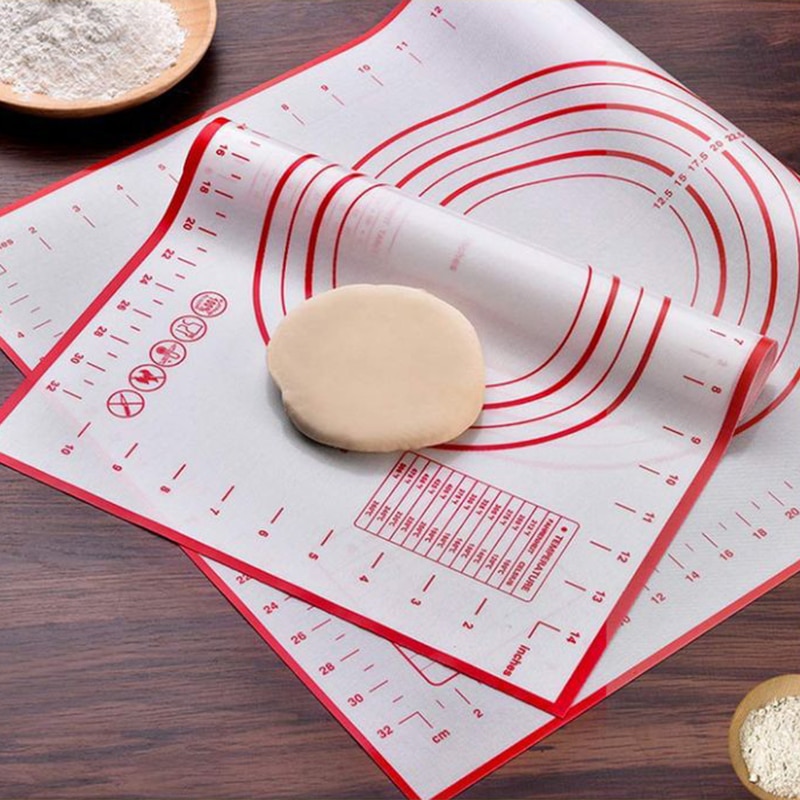 60 40CM Non Stick Silicone Baking Mat Sheet Glass Fiber Rolling Dough Mat with Scale Kitchen
