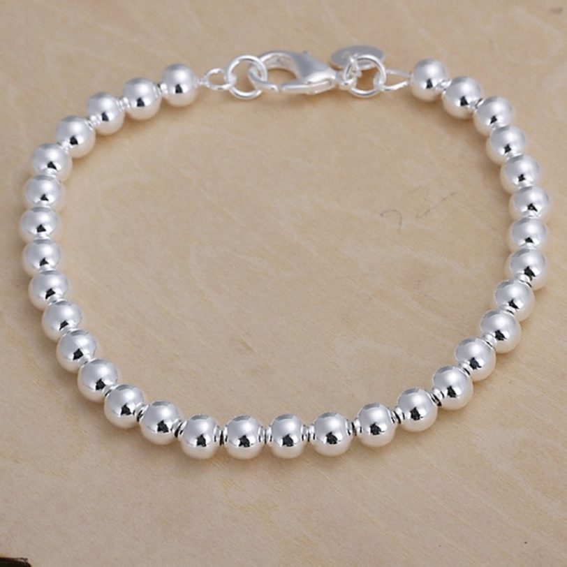 925 Sterling silver Bracelets fashion Jewelry charm women Chain lady wedding 6MM beads Chain factory price free shipping