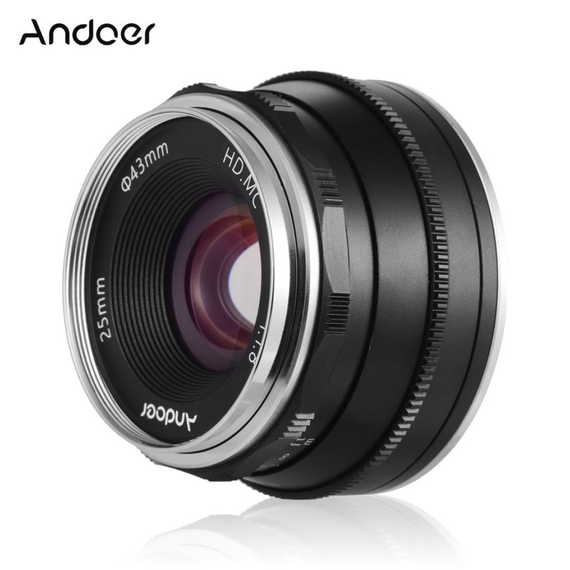 Andoer for Fujifilm FX-Mount Mirrorless Canon EOS Olympus Camera 25mm F1.8 Manual Focus camera Lens Large Aperture Photography