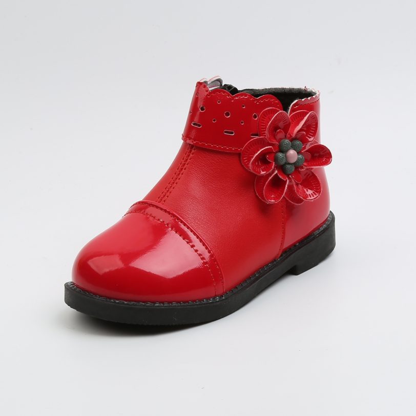 Autumn Children Kid Baby Girls Boots Ankle Sport Short Bootie Zipper Leather Boots For Girls Waterproof Shoes Outdoor Bootie Red