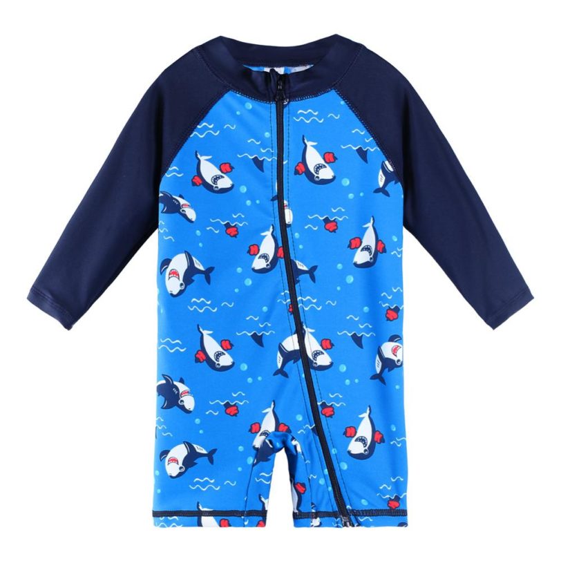 BAOHULU UPF50 Cartoon Kids Swimwear Long Sleeve Baby Boy Swimwear One Piece Toddler Swimsuit Infant Bathing Suit for Boys Girls