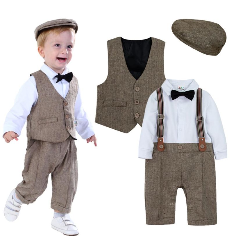 Baby Boy Gentleman Outfit Infant Birthday Party Clothing Set Toddler Baptism Formal Suit Newborn Christening Romper