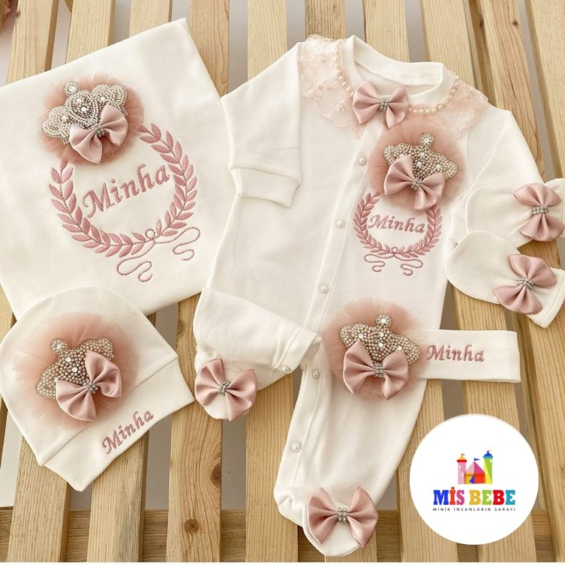 Baby Girl King Queen Newborn Personalized Outfit Clothing 5-pcs Hospital Custom Fabric Antibacterial Babies Healthy Safe