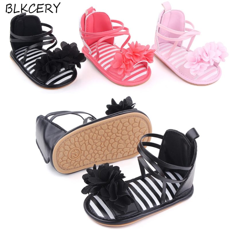 Baby Girl Sandales Newborn Summer Shoes Toddler Princess Rubber Sole Flats for 1 Year Infant Leather Sandalen Cute Flowers Shoe