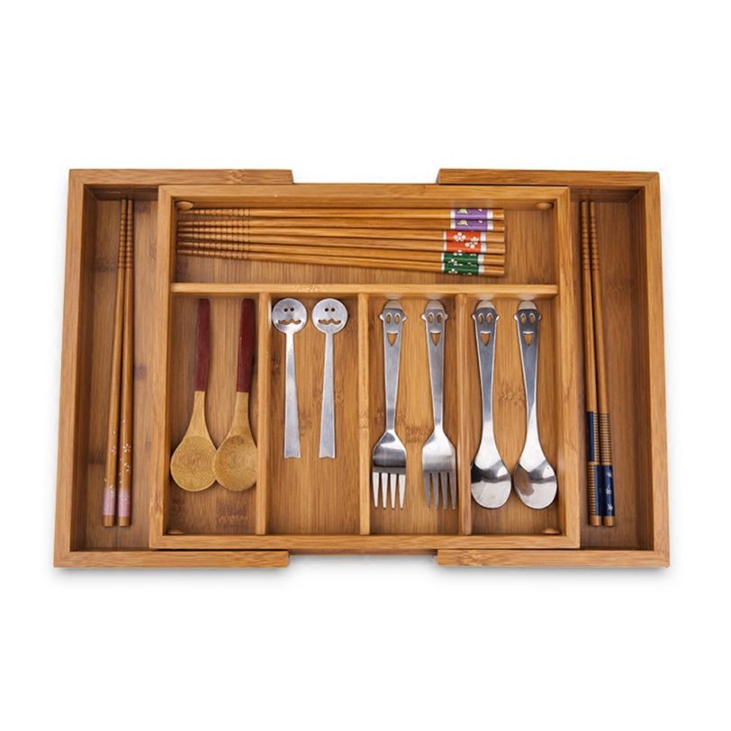 Bamboo Drawer Organiser Adjustable Storage Tray Cutlery Storage Box And Drawer Insert Box For Utensils Cutlery