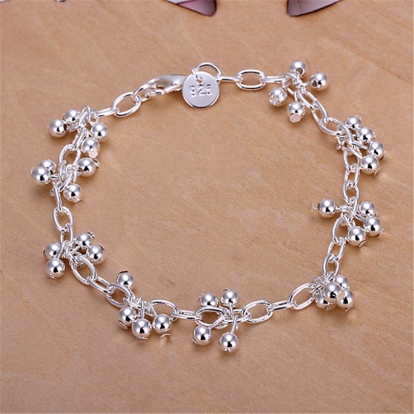 Beautiful 925 Sterling silver bracelets nice for wedding women chain Bracelet Charm beads fashion gorgeous jewelry wholesale