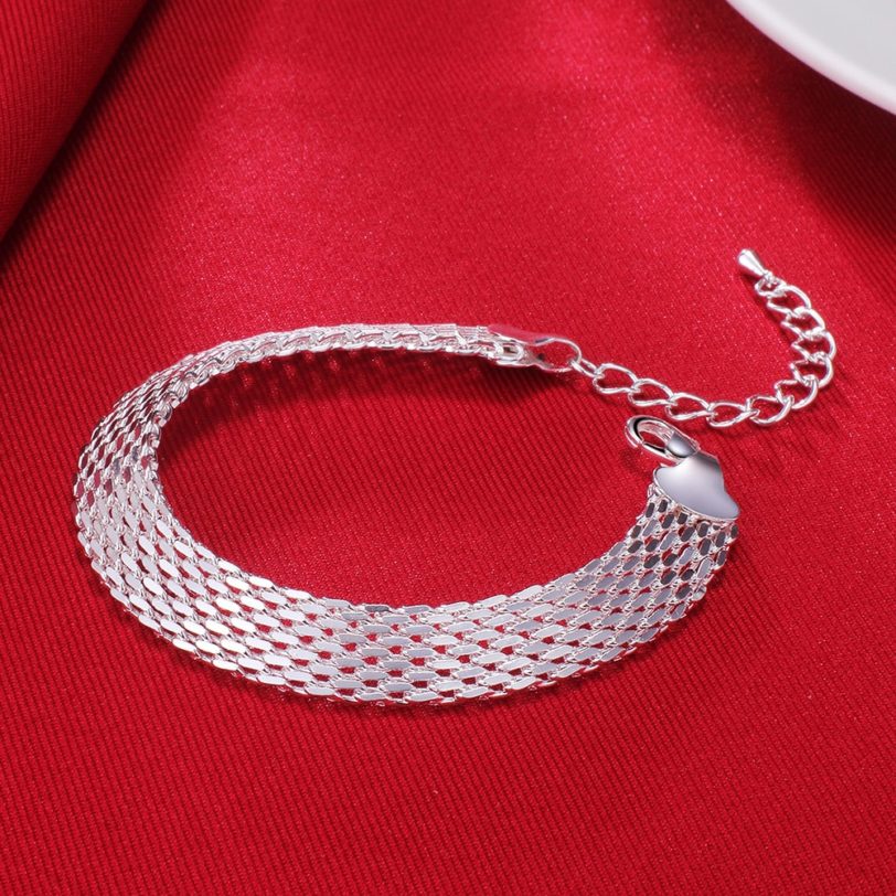 Beautiful Elegant wedding women mesh lady silver color chain Bracelet high quality fashion gorgeous girl jewelry wholesale H563