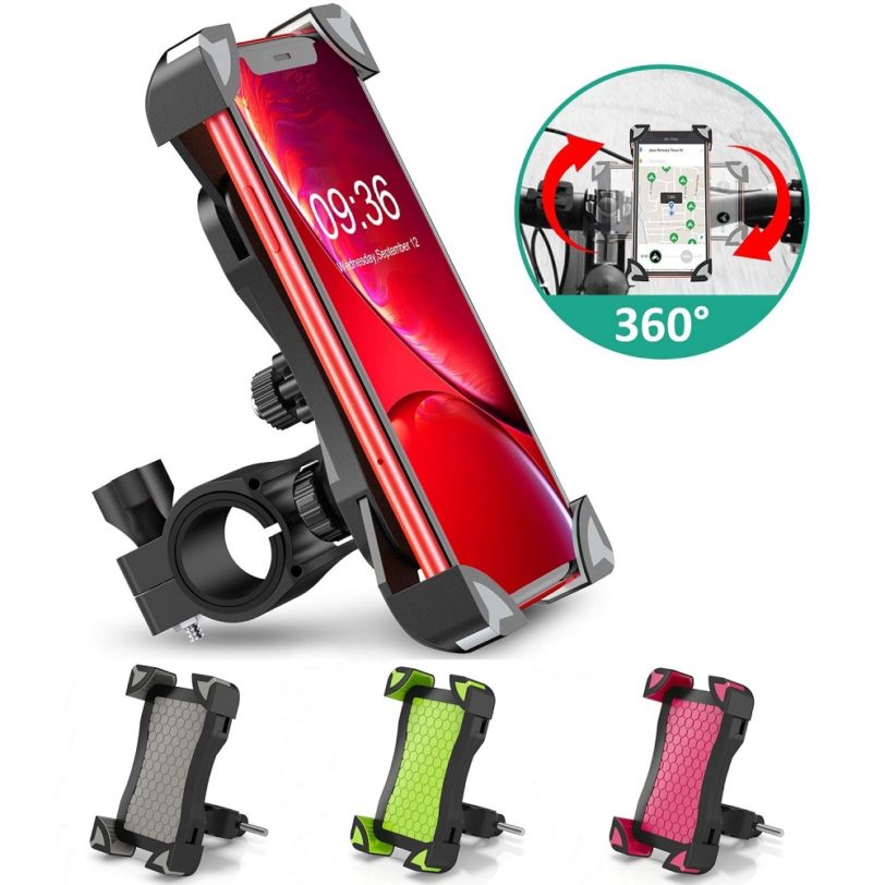 Bicycle Phone Holder Motorcycle Handlebar Cell Phone Mount Strolle Bike Phone Holder Stand for Samsung S10 S9 S8 iPhone X Xiaomi