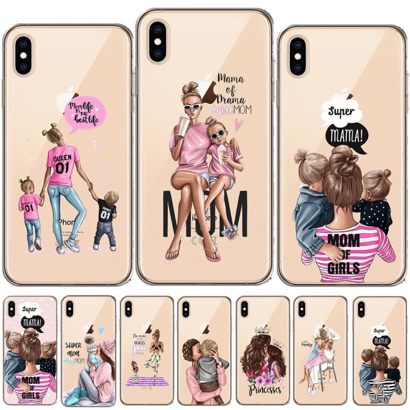 Black Brown Hair Baby Mom Girl Queen Soft Silicone Case Cover For Funda iPhone 12 Mini 11 Pro X XS Max XR 8 7 6 6S Plus 5S SE