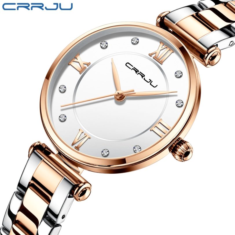 CRRJU Women Watches Famous Luxury Brand Stainless Steel Elegant Women Quartz Watches Fashion Reloj Mujer Ladies Dress Watch