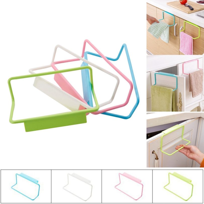 Cupboard Hanging Holder Towel Rack Multifunction Cabinet Door Back Kitchen Accessories Home Bathroom Towel Storage