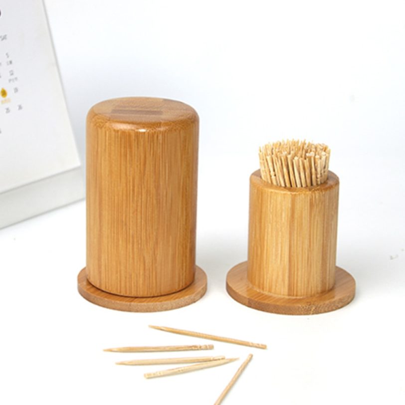 Cute Bamboo Wooden Toothpick Holder Carving Toothpick Box Carrier Portable Storage Box For Household Kitchen Organization