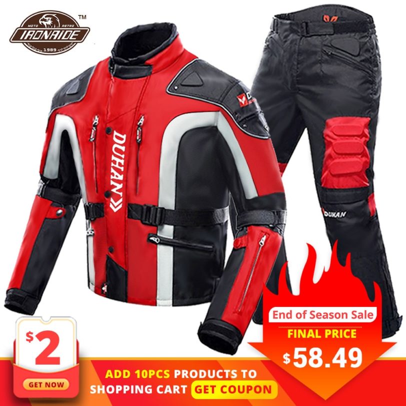 DUHAN Autumn Winter Cold-proof Motorcycle Jacket Moto Protector Motorcycle Pants Moto Suit Touring Clothing Protective Gear Set