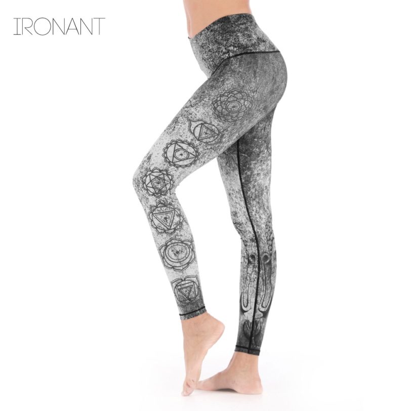 Denim Pattern Tummy Control Women Tights Fitness Running Yoga Pants High Waist Sport Push Up Energy Gym Clothing Girl Leggins