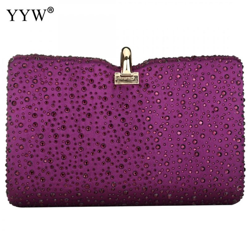 Diamonds Rivet Party Wedding Clutch Bag Women Fashion Evening Clutches Purse Solid Color Chain Bags Female Crossbody Bag