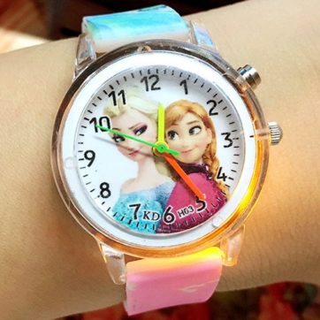 Disney Frozen Elsa Princess Children s Watch cartoon Spiderman Colorful Light Boys Girls Kids Clock Wrist