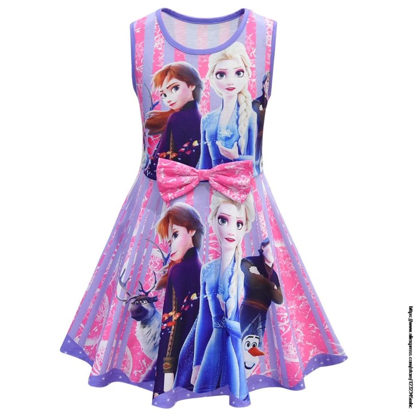 Disney Frozen New Queen 2 White Girls Anna Elsa Dress Children Gowns Infant New Years Kids Holiday Dress