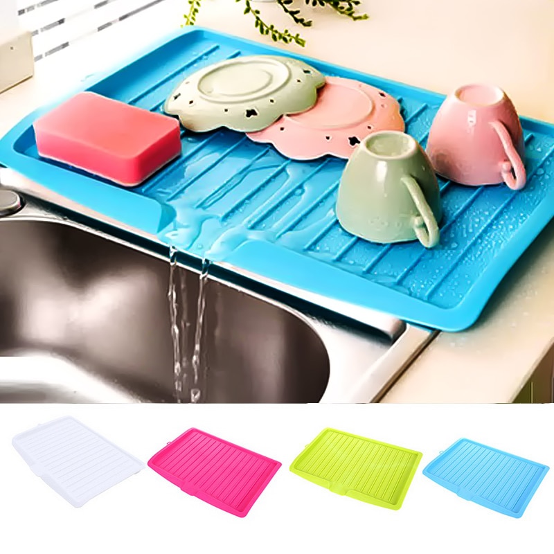 Drain Rack Kitchen Silicone Dish Drainer Tray Large Sink Drying Rack Worktop Organizer For Kitchen Dishes