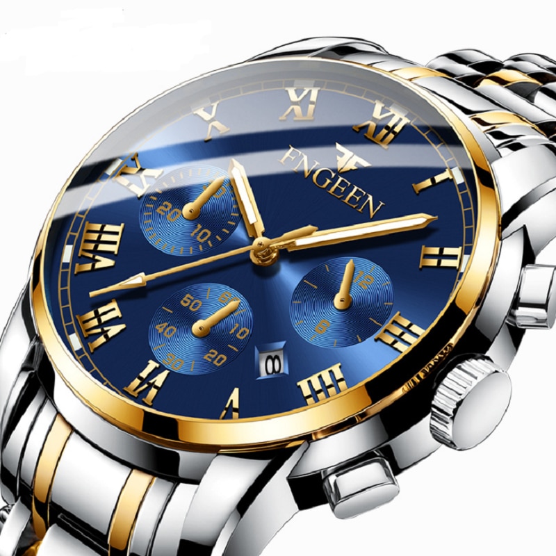 FNGEEN Watch For Men Waterproof Business Sport Man Watches Luminous Hands Quartz Wristwatch Top Brand