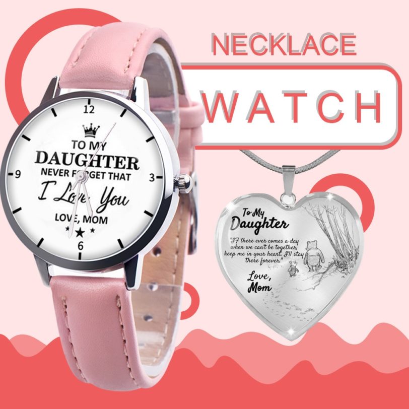 FORSEVEN Personalized Watches For Girls To My Daughter Quartz Wristwatch With Faux Leather Strap Special Gifts From Mom