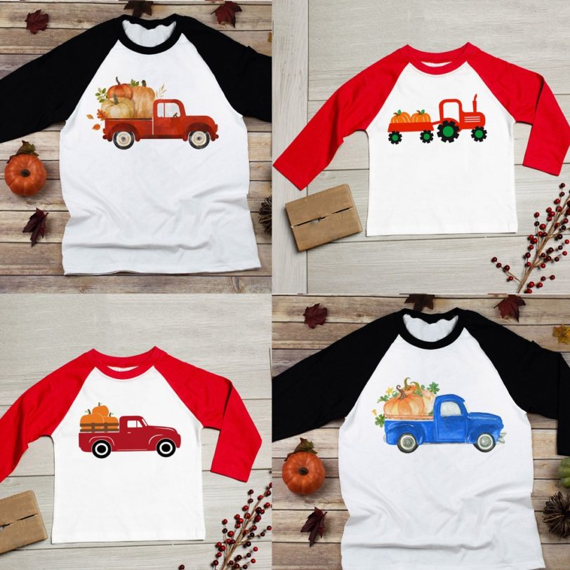 Fall Truck Shirt Pumpkin Truck Pumpkin Patch Toddler Fall Shirt Thanksgiving Shirt Halloween Kids Boys Girls Fashion T-shirts