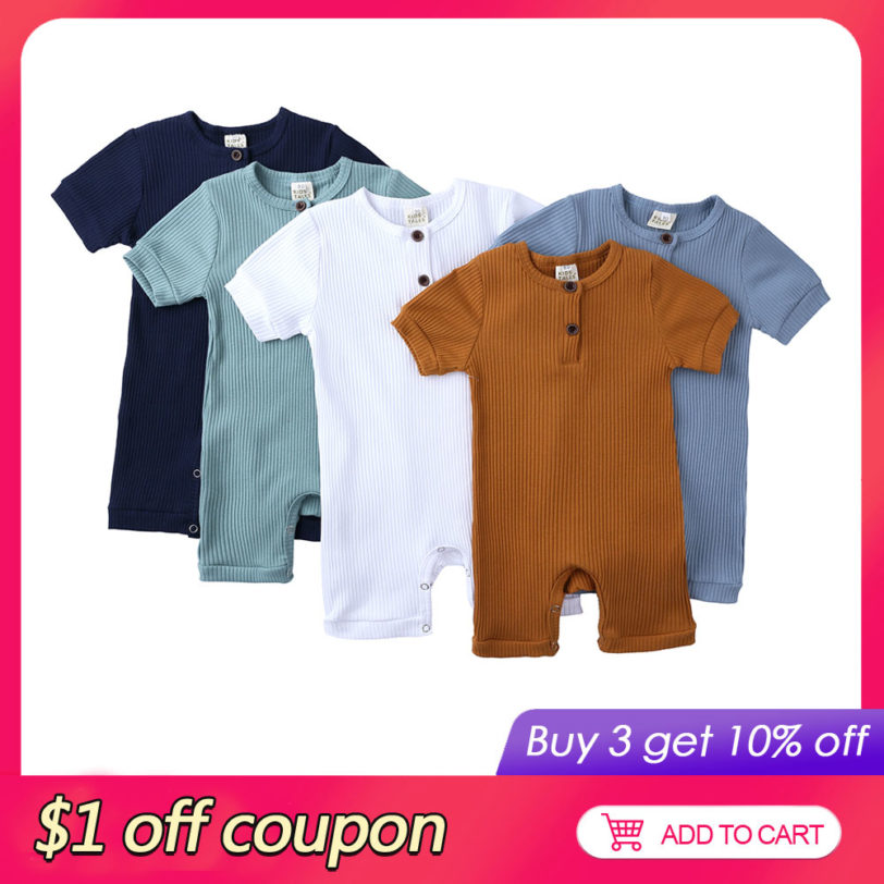 Fashion Baby Clothes Girl Romper Soild Color Baby Boy Clothes Cotton Short Sleeve O-neck Newborn Boys Rompers 0-24 Months