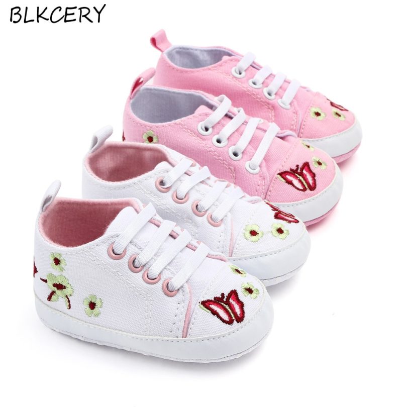 Fashion Brand Newborn Baby Girl Princess Shoes Lace-up Soft Sole First Walkers Toddler Sneakers Infant Shoes for 1 Year Old