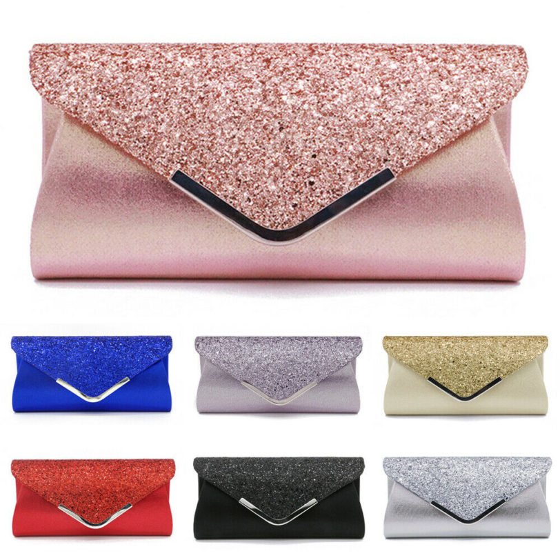 Fashion Lady Women Glitter Clutch Wallet Long Evening Wedding Prom Purse Handbag