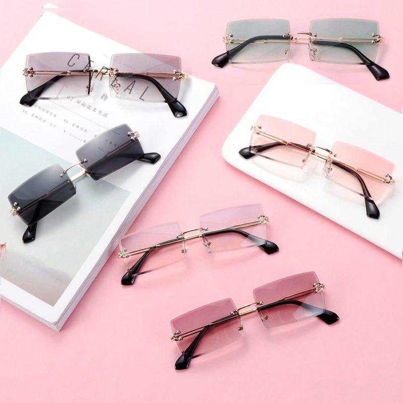 Fashion Small Rectangle Sunglasses Summer UV400 Eyewear 2021 Newest Trendy Women Men Rimless Cycling Retro Sun Glasses Shades