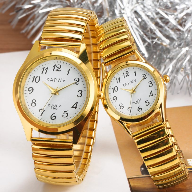 Fashion Vintage Business Women Men Watches Elastic Bracelet Gold Sliver Quartz Watch Clock Lovers Couple Party Office Gifts 2021