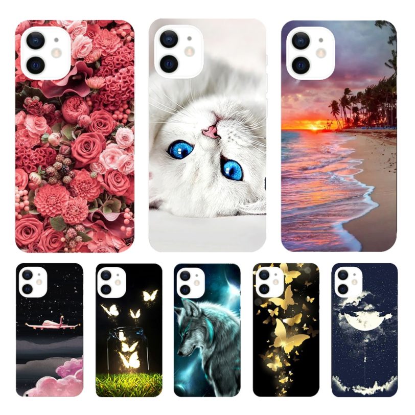 For iphone 12 Case For iphone 12 mini 12 Pro Max Soft Silicon Phone Cover For Apple iPhone12 iphone 12Pro 12Pro Bumper Back cat