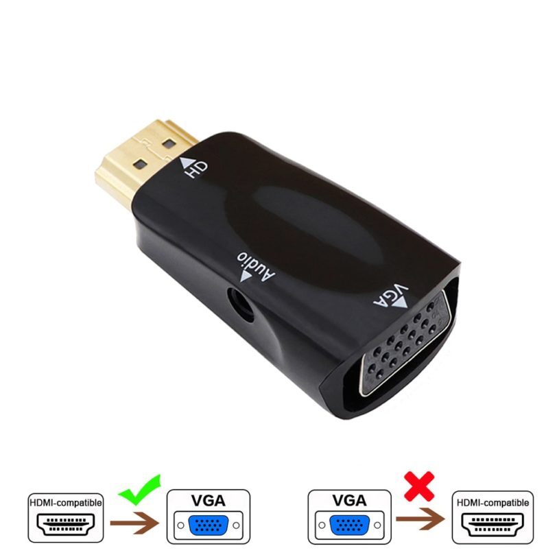 HDMI-compatible to VGA Cable Converter Male To Famale Converter Adapter 3.5 mm Jack Audio HD 1080P For PC Laptop Tablet