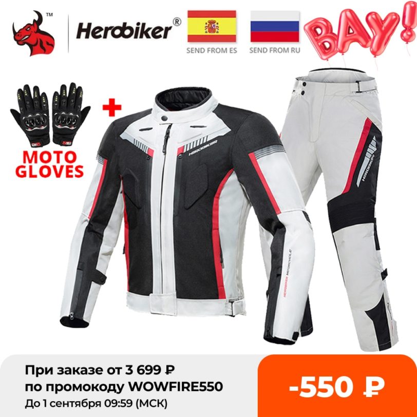 HEROBIKER Motorcycle Jacket Waterproof Winter Cold-proof Motocross Jacket Motorbike Windproof Riding Clothing Protective Gear