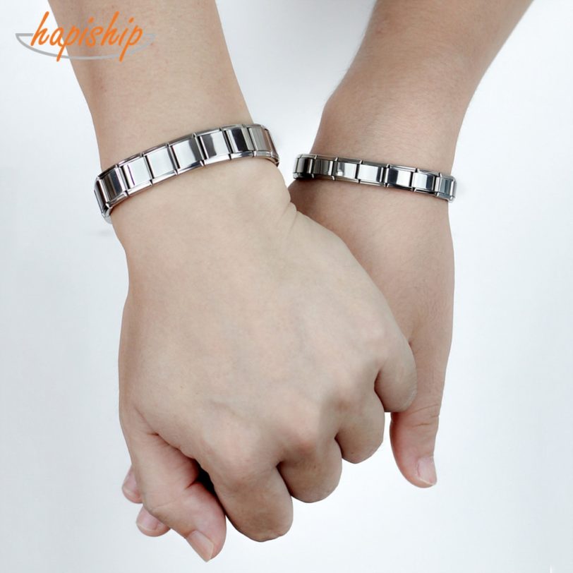 Hapiship 2018 Fashion Men&Women's Lovers Jewelry Color Stainless Steel Bracelet Bangle Girls&Boys Wedding Gift G076