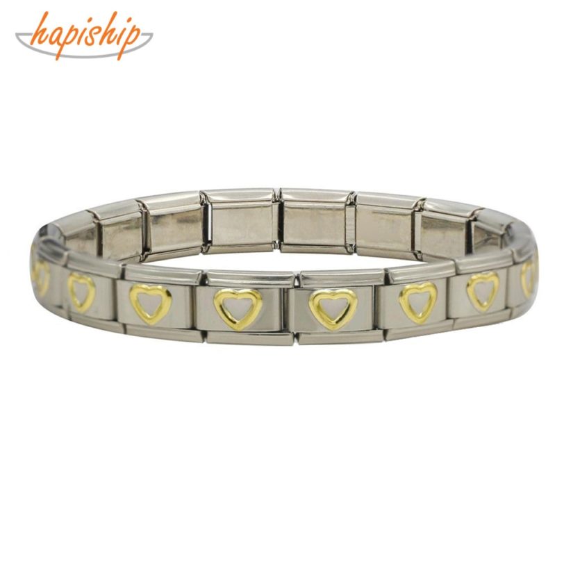 Hapiship 2019 New 9mm Width Fashion Women Girl Stainless Steel Jewelry Hollow Out Heart Bracelet Bangle Jewelry G130