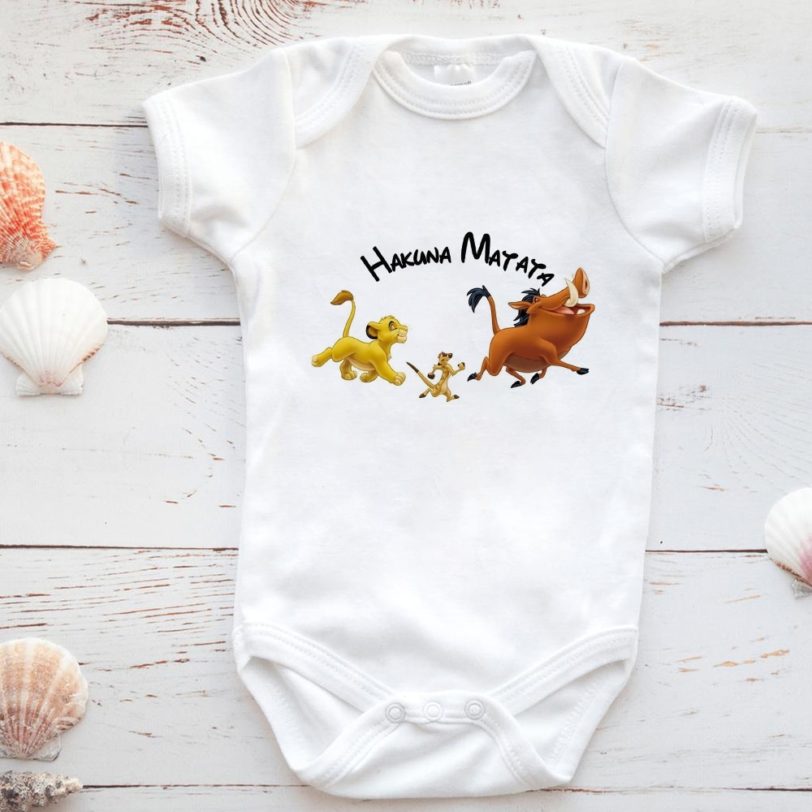 Harajuku Versatile HAKUNA MATATA Lion King Simba Graphic Baby Girl Boy Romper Ropa Bebe Newborn Clothes Dropship