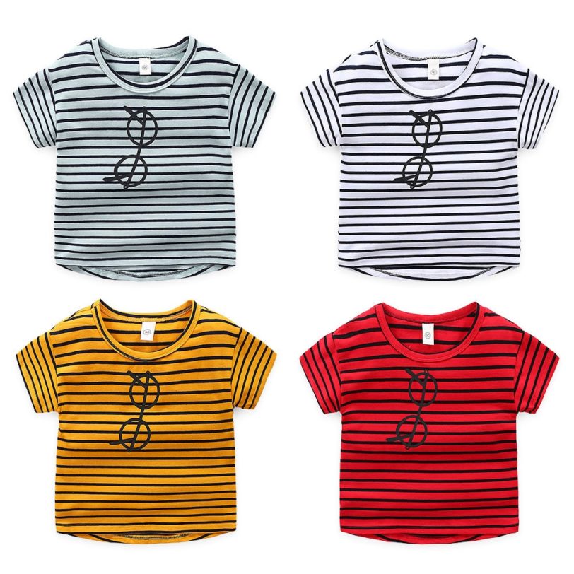 High quality 2020 kids T-shirt Summer boys girls stripe Print 100% Cotton Kids Tops toddler tees Clothes Children clothing