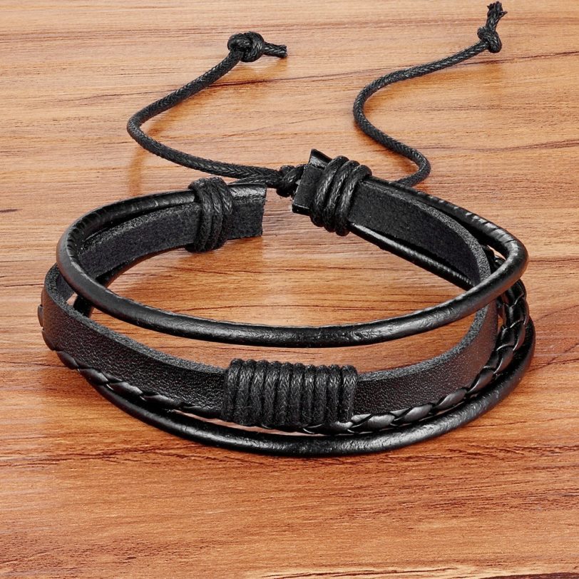 Hot Sale! Fashion Charm Leather Bangle Men Bracelets Popular Boys DIY Bandage Strand Handmade Brown Weave Bracelets