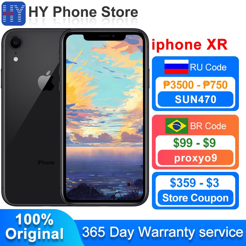 In Stock Apple iPhone XR 128GB 64GB Unlocked with Face ID Smartphones A12 Bionic chip 6