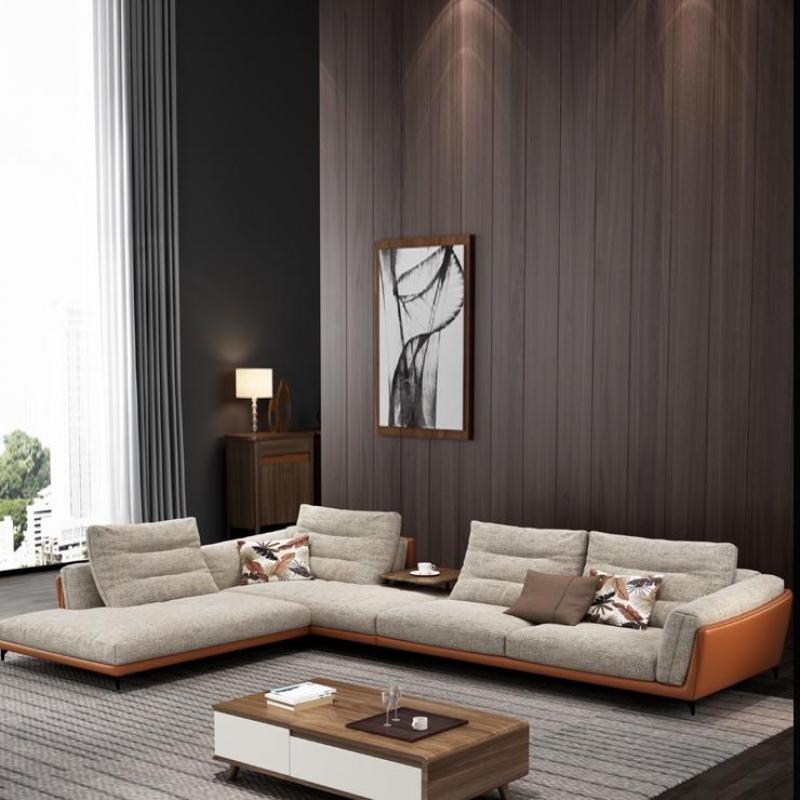 Italian Down Fabric Sofa Living Room Set Simple Modern Nordic Light Luxury Minimalist Small Apartment Technology