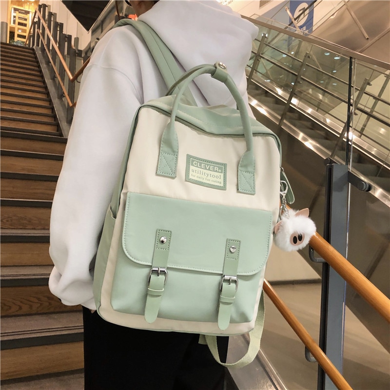 JULYCCINO Women Nylon Backpack Candy Color Waterproof School Bags for Teenagers Girls Patchwork Backpack Female Rucksack