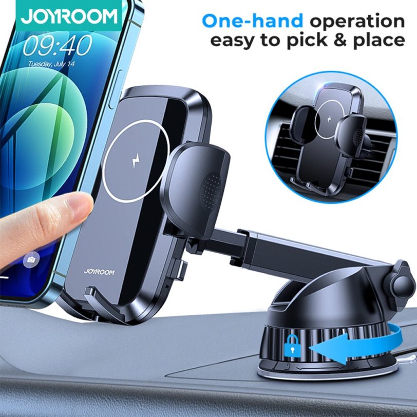 Joyroom 15W Qi Car Phone Holder Wireless Fast Charging Mobile Phone Holder Sucker Mount Stand For iPhone 12 Pro Samsung Huawei