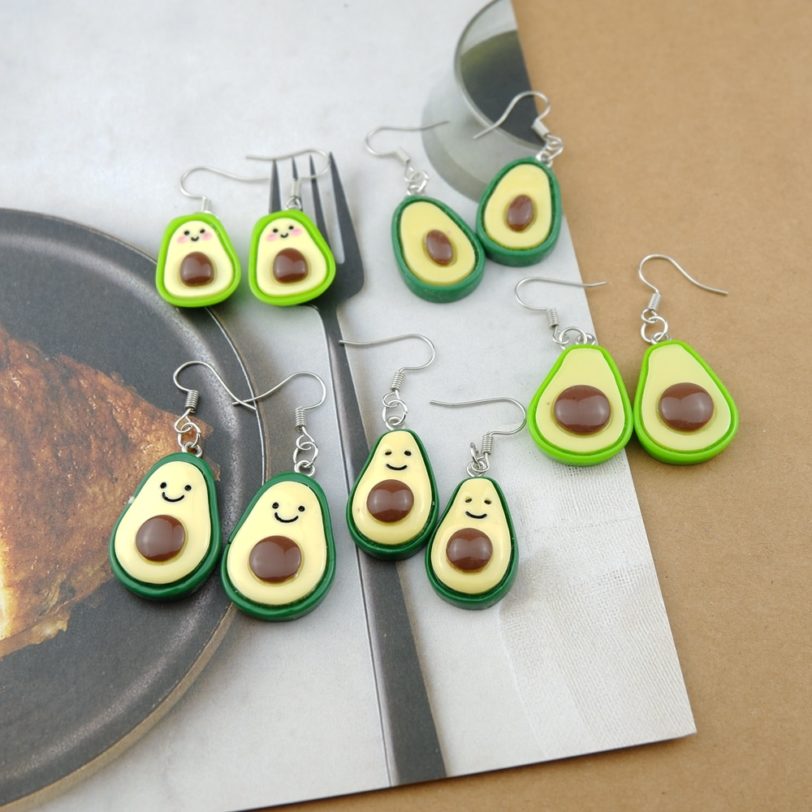 Kawaii Avocado Earrings Costume Trendy Style Woman Girl Jewelry Drop Shipping